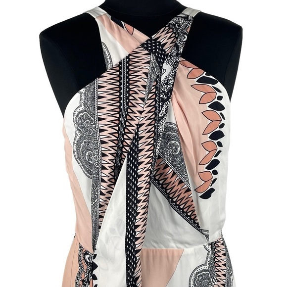 REISS HOPE BANDANA SCARF PRINT STRAPPY BACK CRISS CROSS HALTER DRESS - Picture 9 of 16